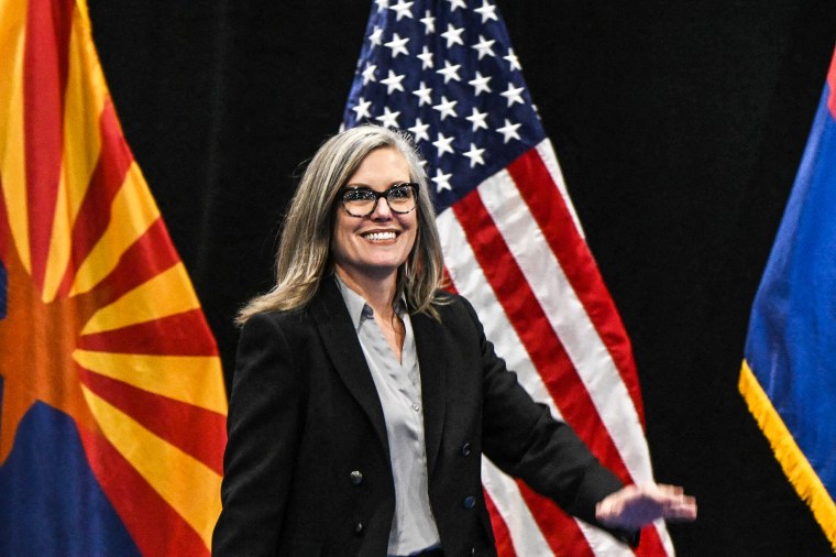 Image: Democratic Gubernatorial candidate for Arizona Katie Hobbs during a campaign event in Phoenix on Nov. 2, 2022.