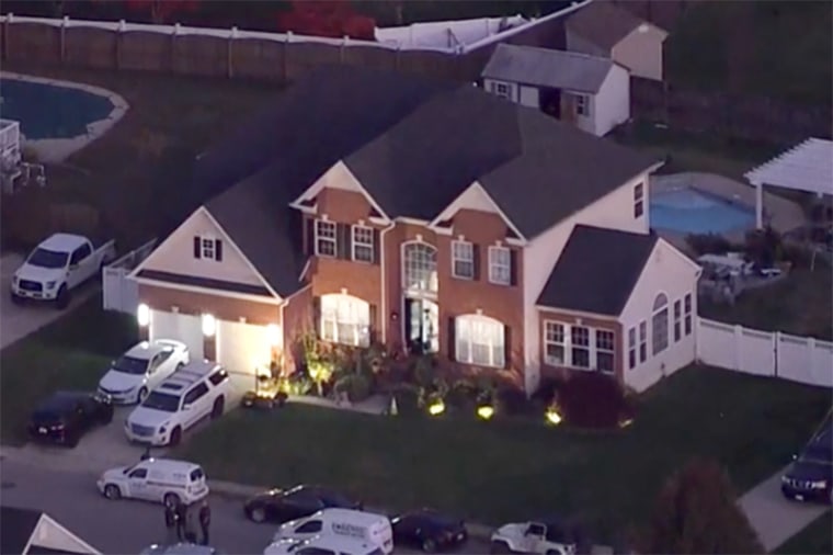 An aerial view of the home where police report the discovery of five bodies, in La Plata, Md., on Friday.
