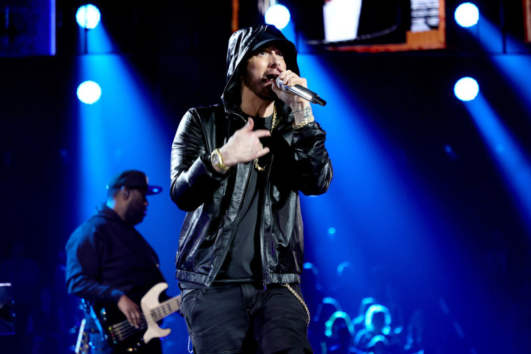Eminem performs during the 37th Annual Rock & Roll Hall of Fame Induction Ceremony on Nov. 5, 2022, in Los Angeles.
