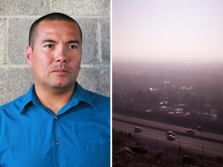  Daniel Mendoza, an air pollution and health researcher, has documented disparities in air pollution between east and west Salt Lake City. From right, Vehicles drive along a highway as smog lingers over Salt Lake City.