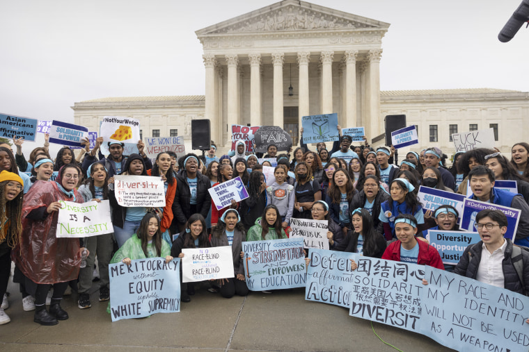 A rally outside the Supreme Court in support of affirmative action on Oct. 31, 2022. 
