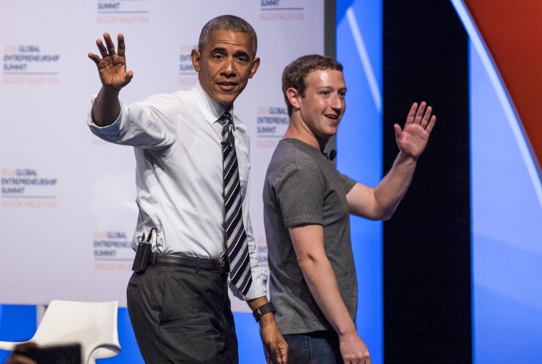 President Barack Obama and Facebook chief executive Mark Zuckerberg in Stanford, Calif., on June 24, 2016.