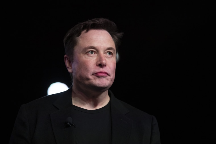 Tesla CEO Elon Musk pauses while speaking before unveiling the Model Y at the company's design studio in Hawthorne, Calif., on March 14, 2019.