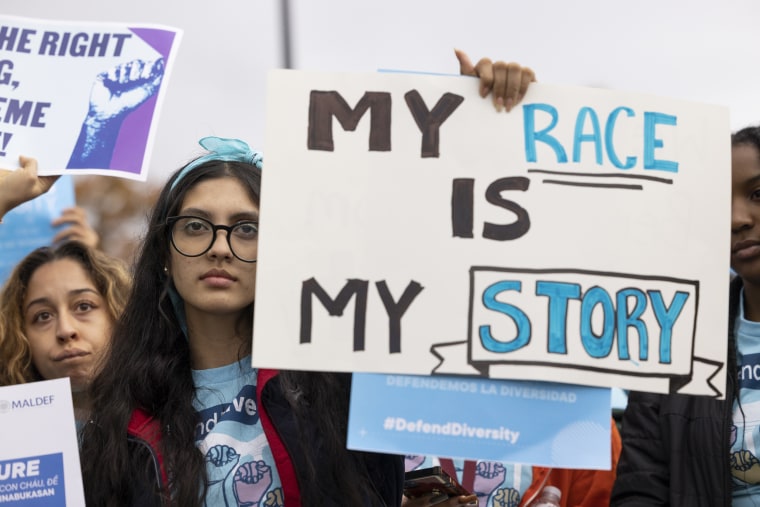 A rally outside the Supreme Court in support of affirmative action on Oct. 31, 2022. 