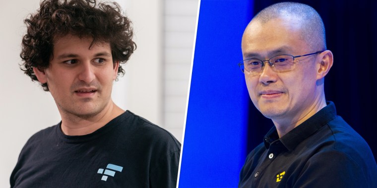 FTX CEO Sam Bankman-Fried, left, and Binance CEO Changpeng Zhao.