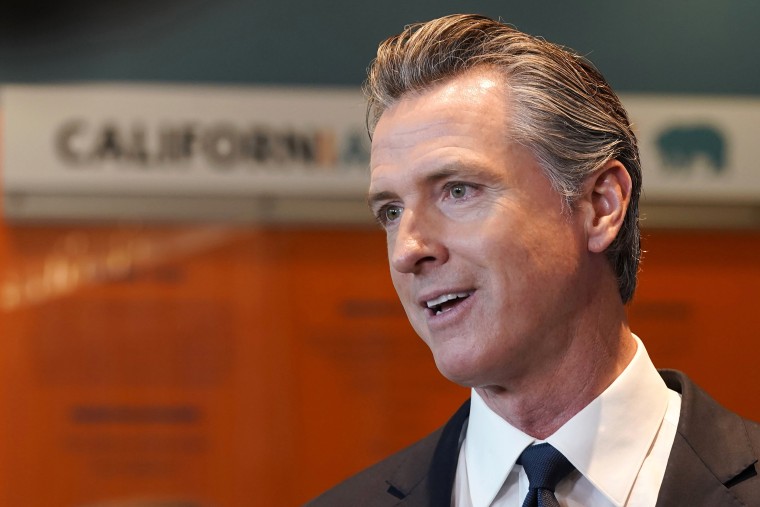 California Gov. Gavin Newsom talks to reporters after voting in Sacramento, Calif., Tuesday, Nov. 8, 2022. Newsom is running for reelection against Republican state Sen. Brian Dahle.