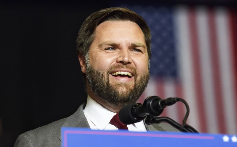 Ohio Republican Senate candidate J.D. Vance speaks at a rally