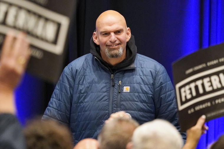 Pennsylvania Democratic Senate candidate Lt. Gov. John Fetterman speaks during a campaign event