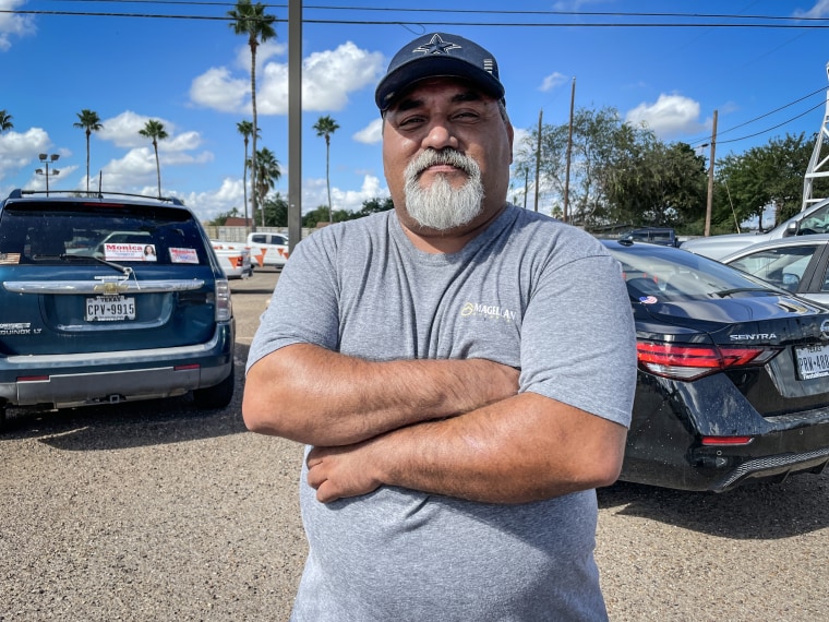 Benjamin Garza, 53, drove from Delaware, where he was working, to the Rio Grande Valley of Texas, where he lives, to be able to vote. 