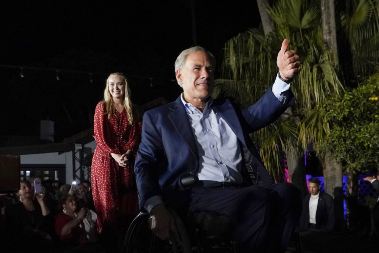 Gov. Greg Abbott gives a thumbs up to the crowd in McAllen, Texas on Tuesday.