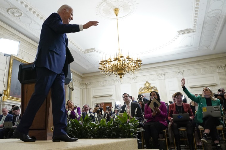 President Joe Biden at the end of a news conference in the State Dining Room of the White House on Nov. 9, 2022. 