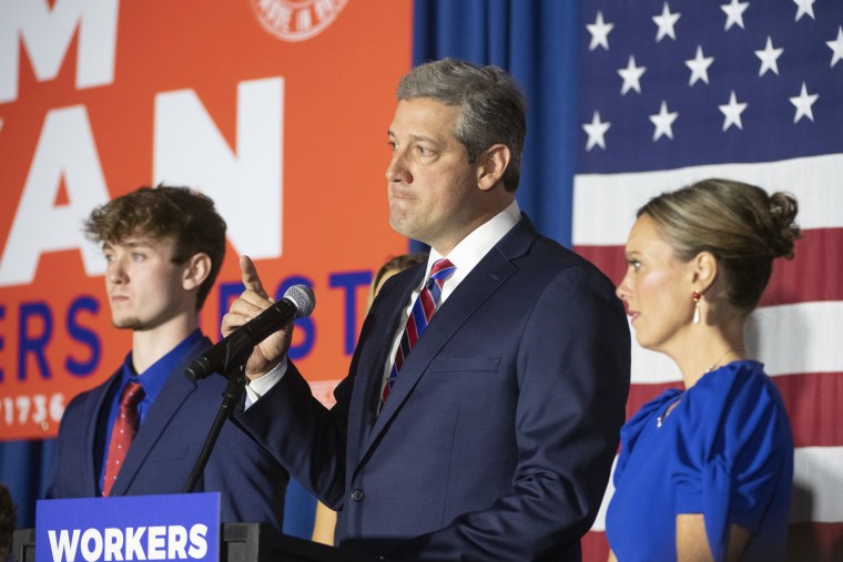 Tim Ryan gives his concession speech during an election night campaign event in Boardman, Ohio, on Nov. 8, 2022. 