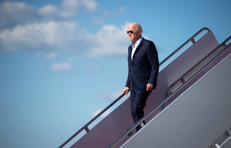 Image: President Joe Biden disembarks from Air Force One upon arrival at Joint Base Andrews in Maryland.