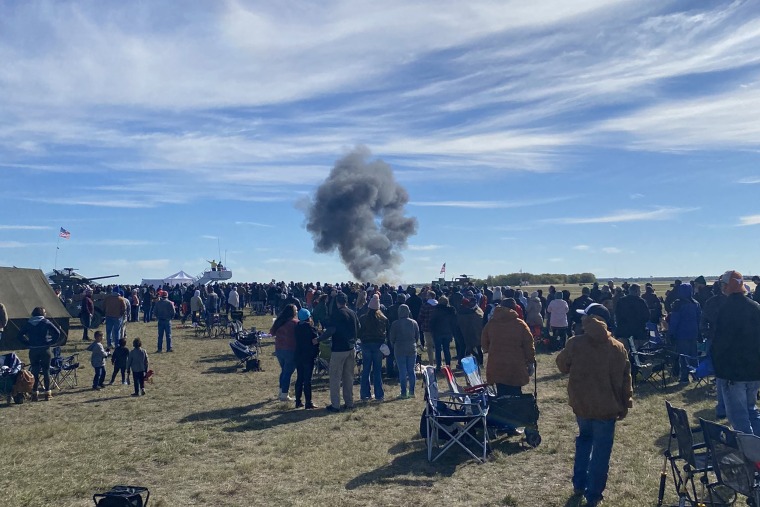 The scene of a plane crash at the Wings Over Dallas Airshow at Dallas Executive Airport 