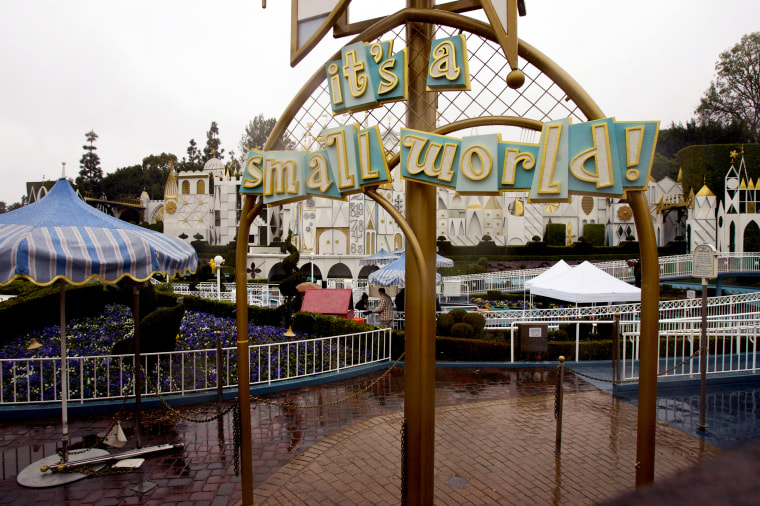 The exterior of the "It's A Small World" ride during renovations at Disneyland