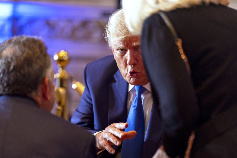Former President Donald Trump speaks to guests at Mar-a-lago 