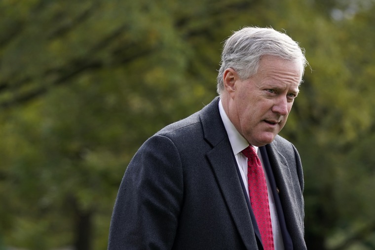 Mark Meadows on the South Lawn of the White House, on Oct. 30, 2020.