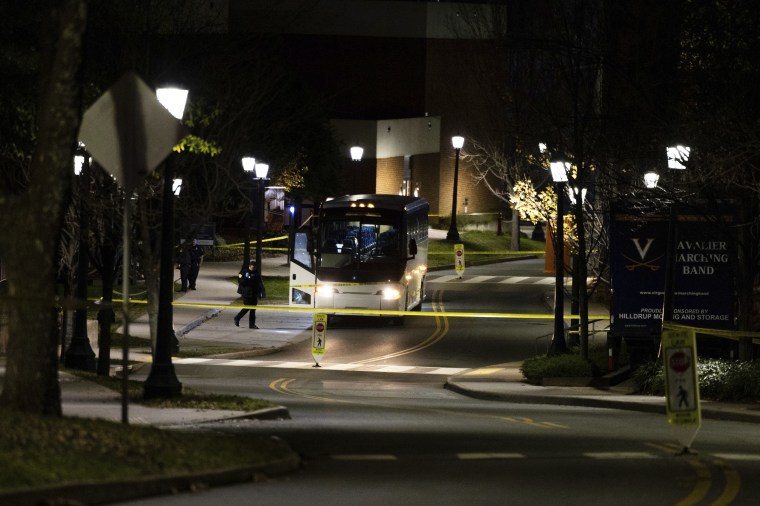 ONE TIME USE - Police seal off an area of campus at the University of Virginia after a shooting incident on Nov. 14, 2022.