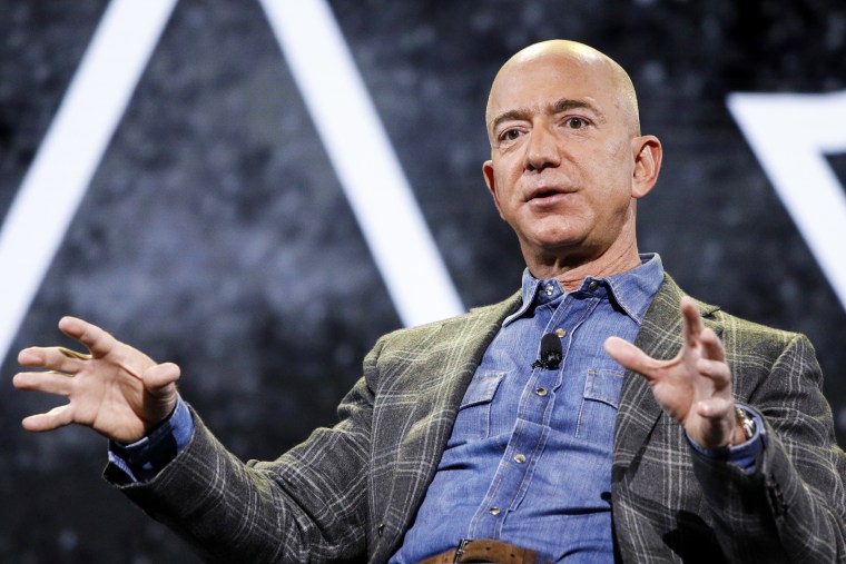 Jeff Bezos speaks at the the Amazon re:MARS convention on June 6, 2019, in Las Vegas.