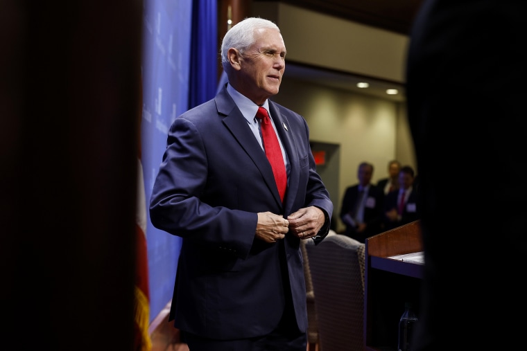 Former Vice President Mike Pence at the Heritage Foundation in Washington on Oct. 19, 2022.