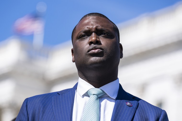 Mondaire Jones at a news conference outside of the U.S. Capitol