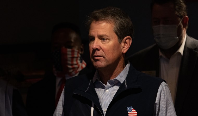 Georgia Governor Kemp, RNC Hold Press Conference On Election Integrity Law in Marietta, Georgia.