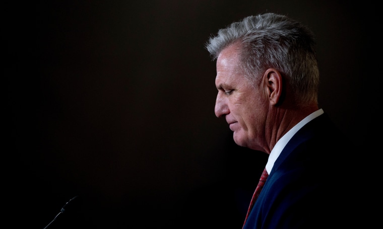 Kevin McCarthy during his weekly press briefing on Capitol Hill, on Oct. 28, 2021.