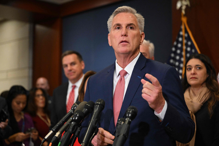 House Minority Leader Kevin McCarthy speaks after he was nominated to be House Speaker on Nov.15, 2022.