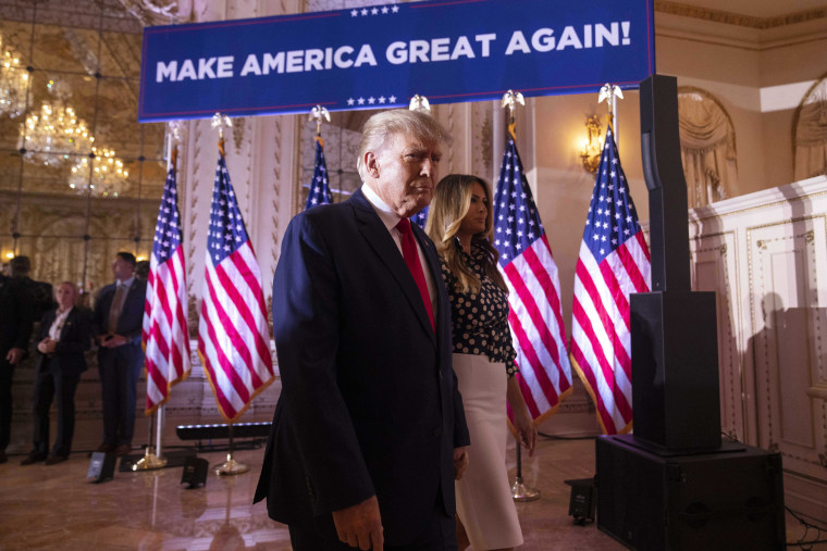 Donald Trump, Melania Trump attend event at Mar a Lago to annonce his candidacy in the 2024 election.