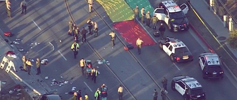 Car crashes into Los Angeles sheriff's department recruits on