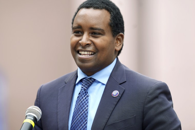 U.S. Rep. Joe Neguse, D-Colo., speaks about the recently-signed Inflation Reduction Act during a news conference at the National Center for Atmospheric Research Wednesday, Aug. 31, 2022, in Boulder, Colo. (AP Photo/David Zalubowski)