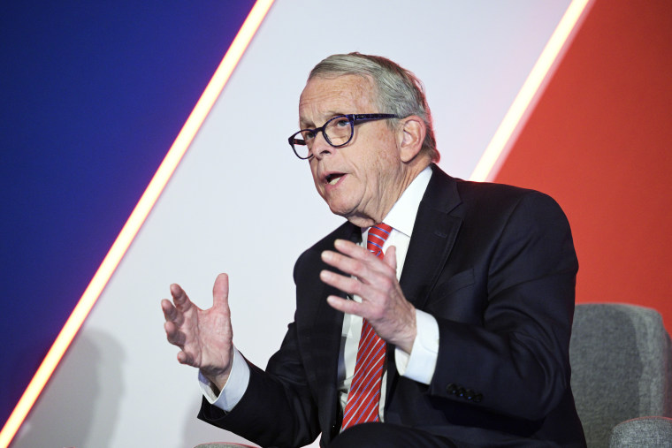 Gov. Mike DeWine speaks during a panel discussion at the Republican Governors Association conference
