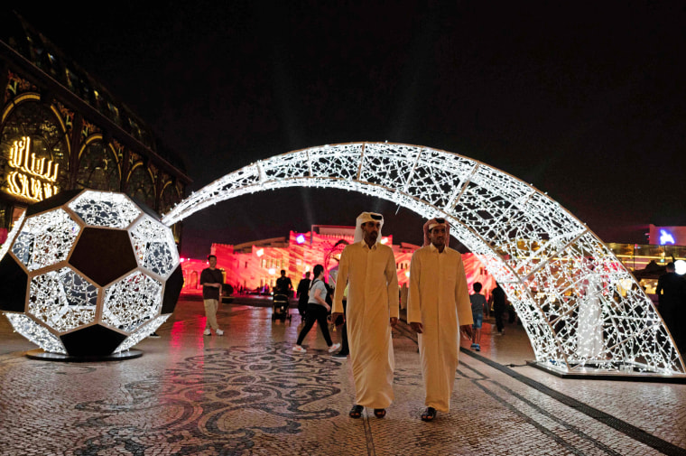 Visitors at Katara Cultural Village in Doha, Qatar, on Nov. 17, 2022, ahead of the World Cup.