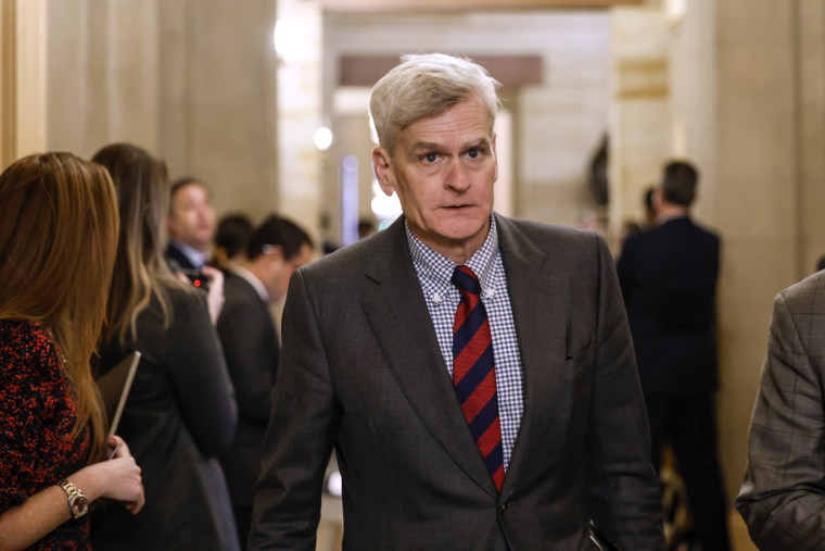 Bill Cassidy leaves a meeting with the Senate Republicans at the U.S. Capitol