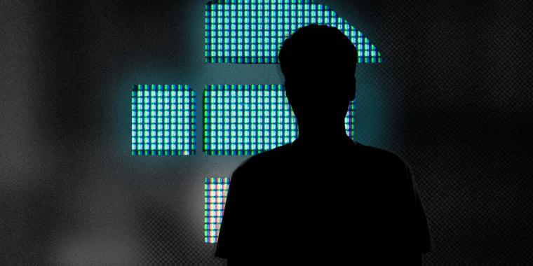 Photo Illustration: A shadowy figure of a man in front of a glowing FTX logo