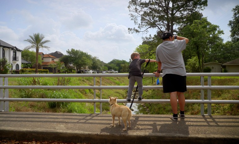 Noah and his brother, Jamie, 5, with their dog Neko.