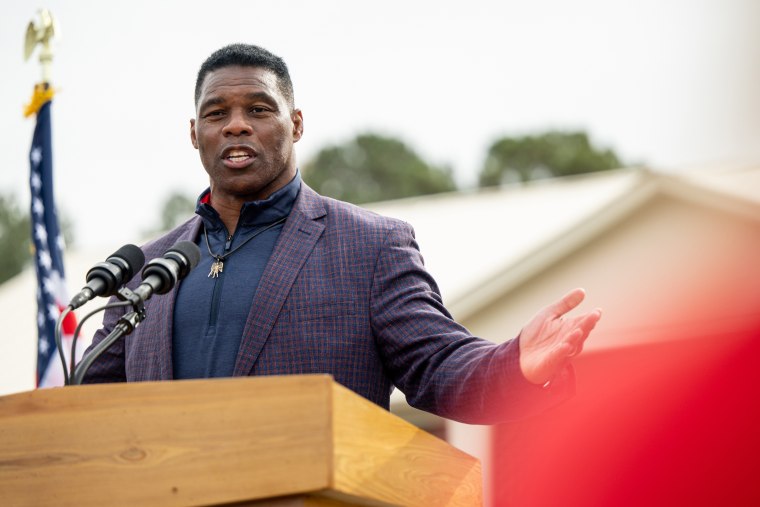 Senate candidate Herschel Walker speaks to supporters at a campaign rally