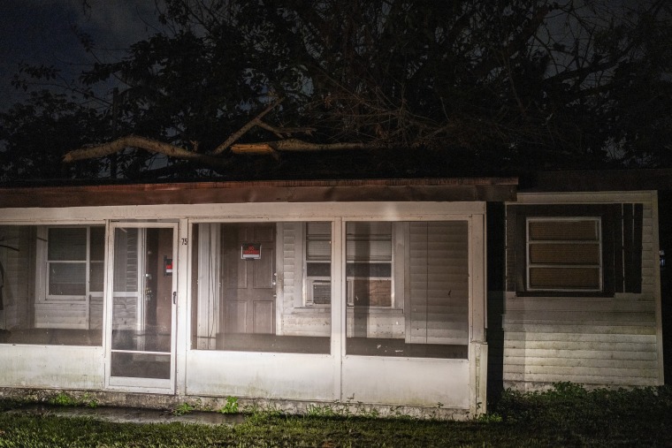 The home of Kristina Peters, who died along with her boyfriend Joel Jackson during Hurricane Ian, in North Fort Myers, Fla. 