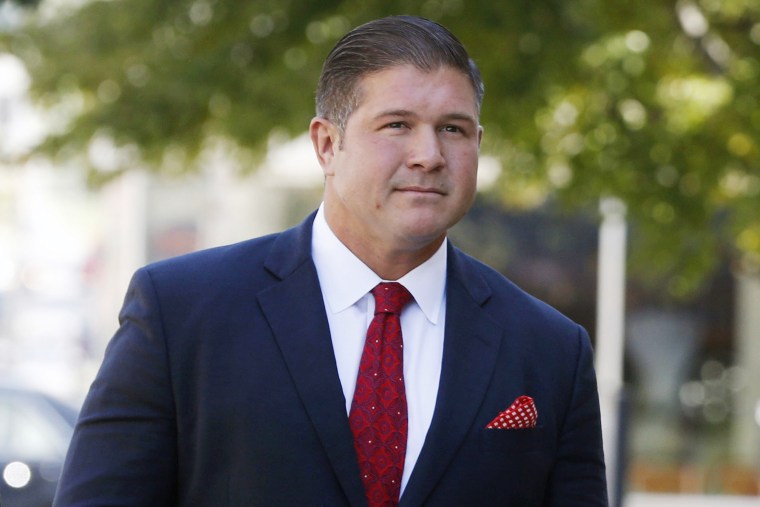 Jesse Benton arrives for his sentencing hearing at the federal courthouse in Des Moines, Iowa, on Sept. 20, 2016. 