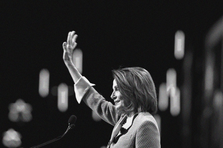 House Speaker Nancy Pelosi waves.