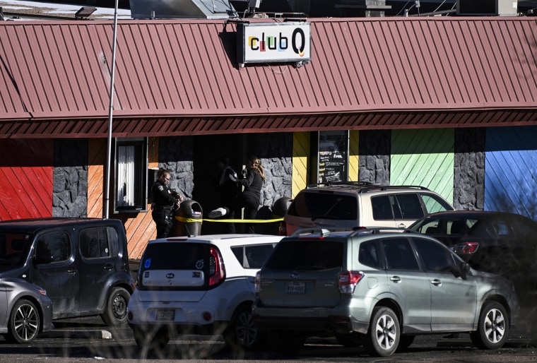 Police enter Club Q in Colorado Springs, Colo., on Nov. 20, 2022, as they continue to investigate the Saturday night shooting that left several people dead and multiple others injured.