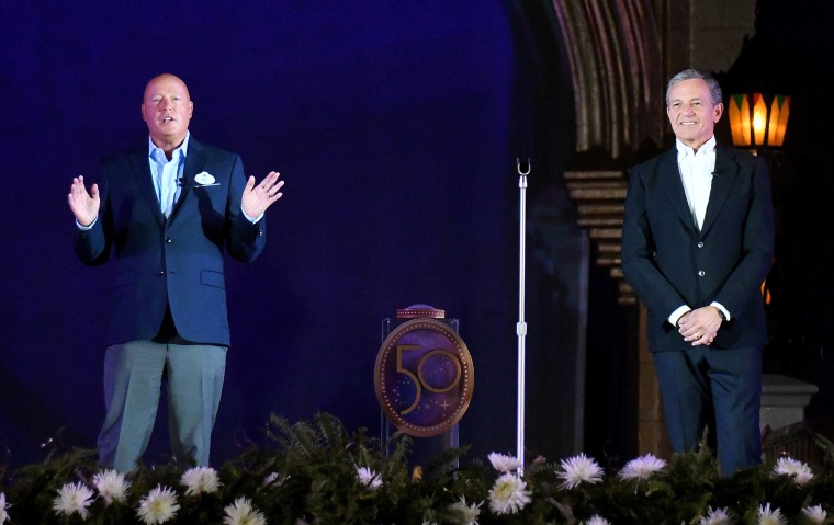 Bob Chapek, left, and Bob Iger, in Orlando, Florida