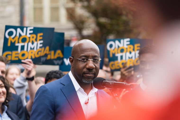 Raphael Warnock at a press conference to discuss his runoff campaign in Atlanta, on Nov. 10, 2022. 