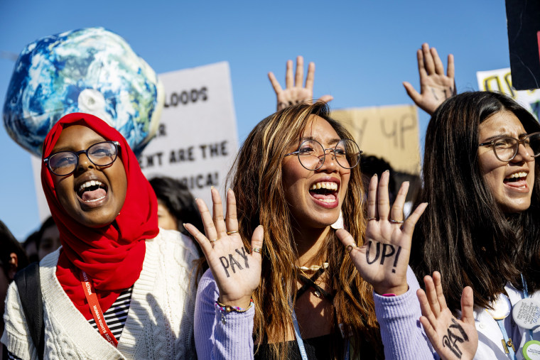 Mitzi Jonelle Tan, a climate change activist from the Philippines, at a demonstration at the UN Climate Summit COP27 in Egypt on Nov. 18. 