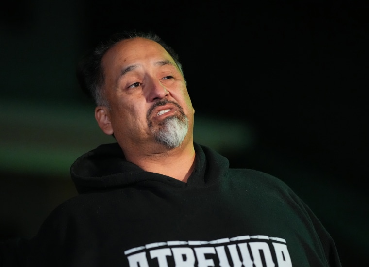 Richard Fierro talks during a news conference on Nov. 21, 2022 outside his home about his efforts to subdue the gunman in Saturday's fatal shooting at Club Q in Colorado Springs.