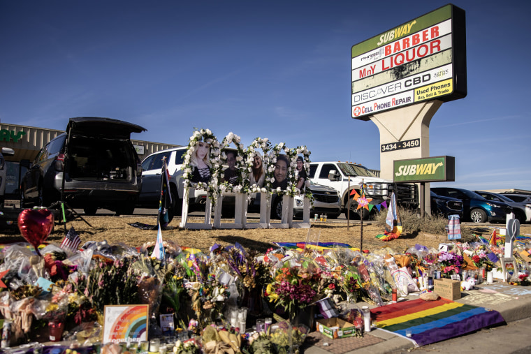 A memorial outside of Club Q in Colorado Springs, Colo.