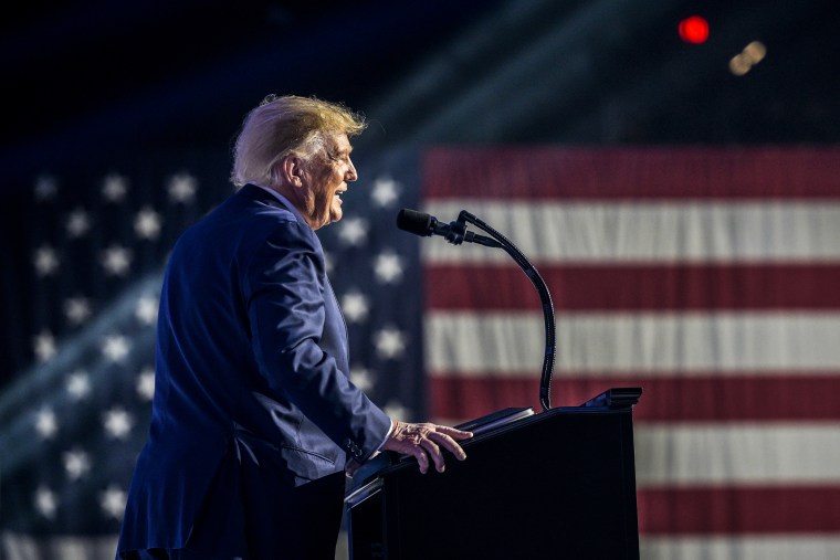 Former President Donald Trump addresses attendees during the Turning Point USA Student Action Summit on July 23, 2022, in Tampa, Fla. 