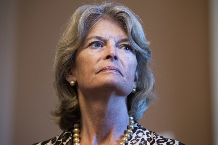 Sen. Lisa Murkowski attends a news conference at the Capitol