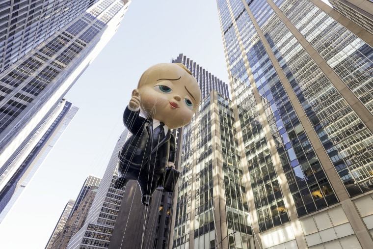 The Boss Baby balloon makes its way down Sixth Avenue during the Macy's Thanksgiving Day Parade, Thursday, Nov. 24, 2022, in New York.