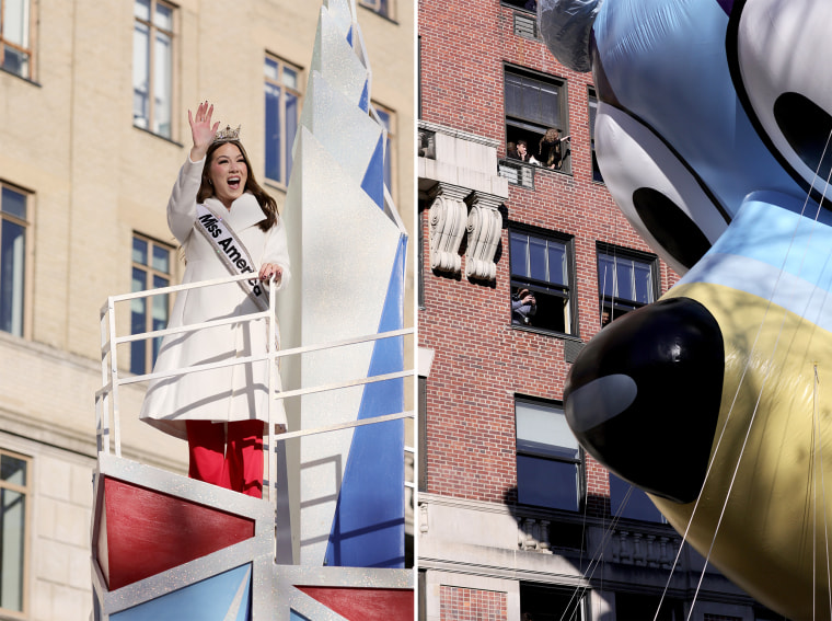 Emma Broyles, Miss America 2022 attends the 2022 Macy's Thanksgiving Day Parade on November 24, 2022 in New York City.